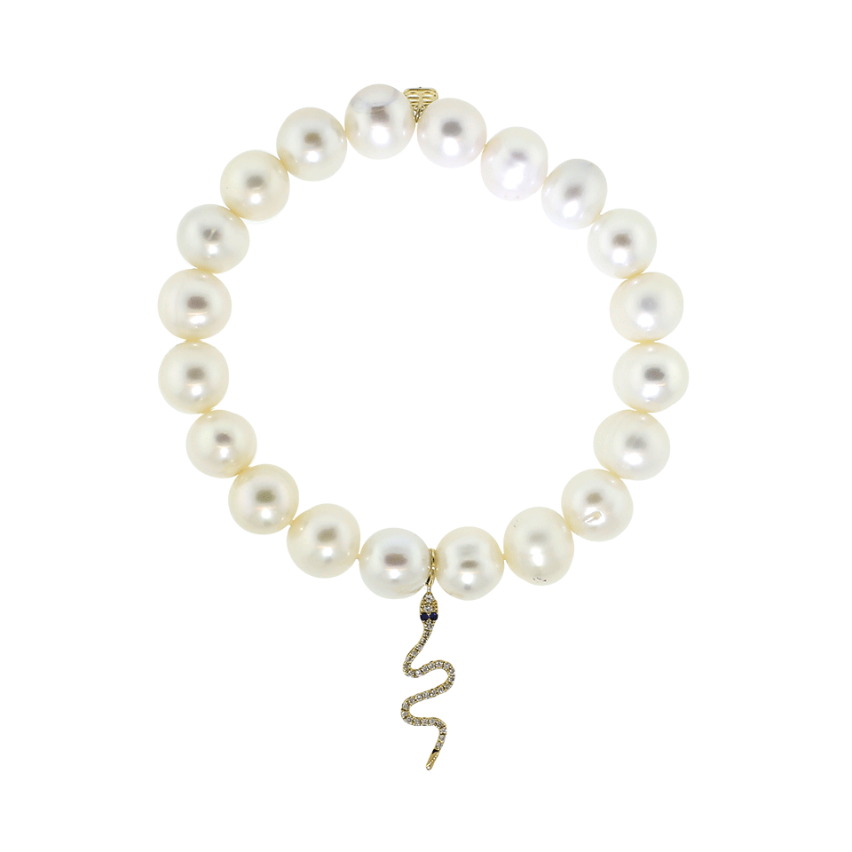 SYDNEY EVAN-Diamond Pave Snake Charm Bracelet-YELLOW GOLD