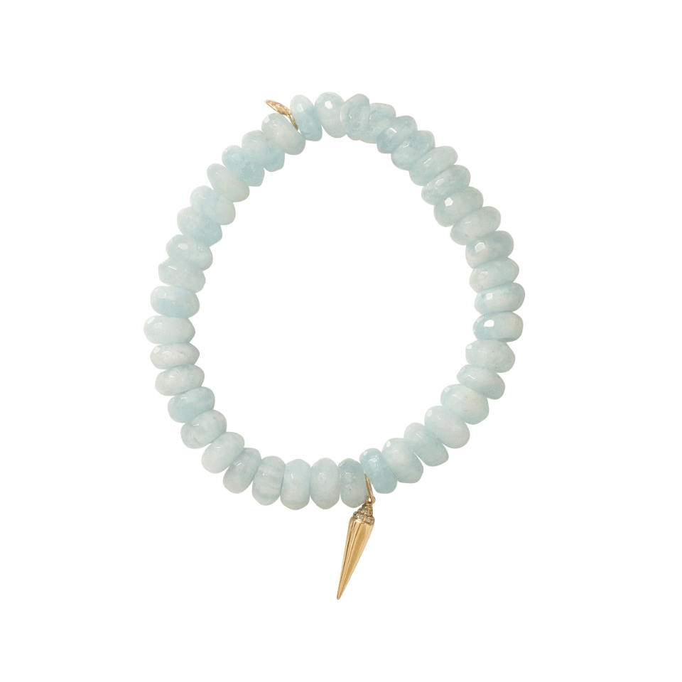 SYDNEY EVAN-Diamond Spike Charm Beaded Bracelet-YELLOW GOLD