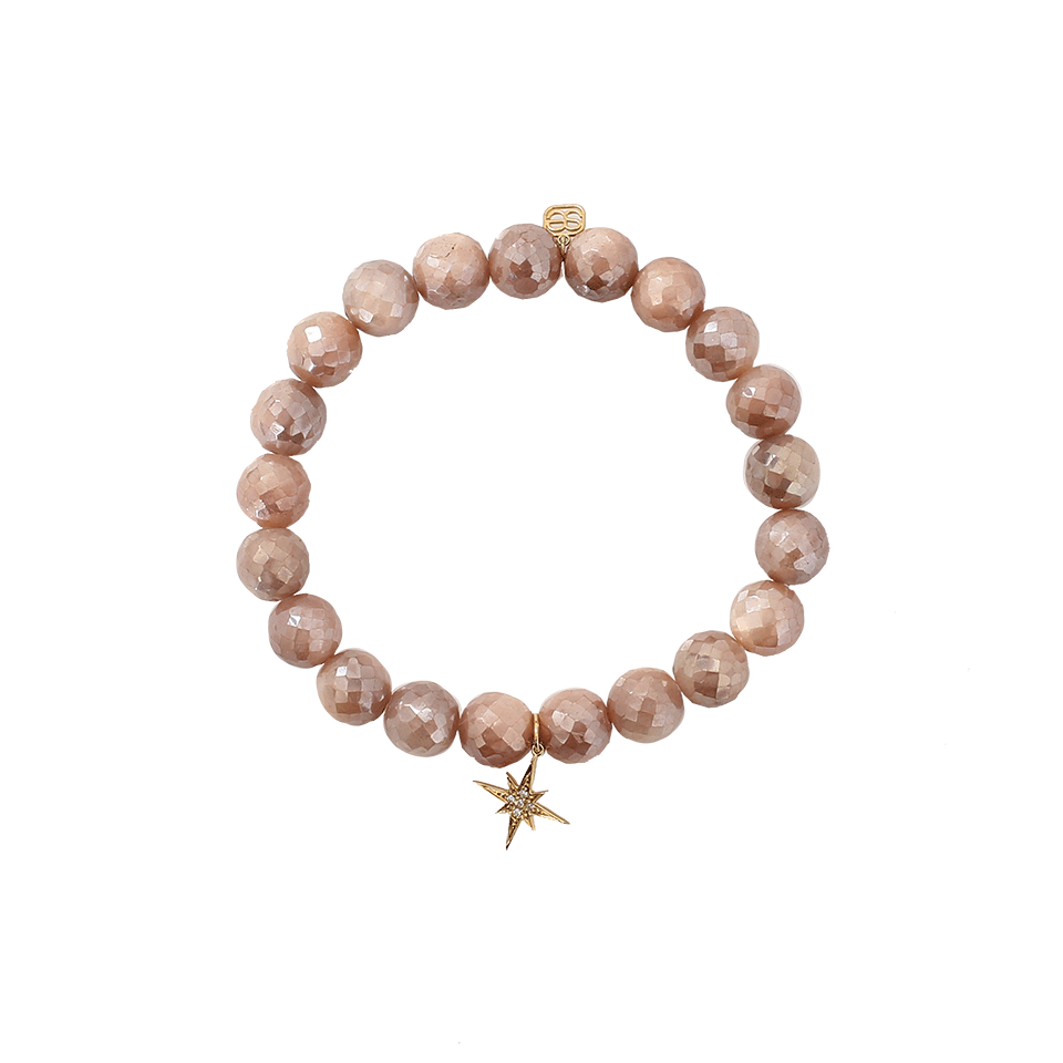 SYDNEY EVAN-Diamond Starburst Muave Moonstone Beaded Bracelet-YELLOW GOLD