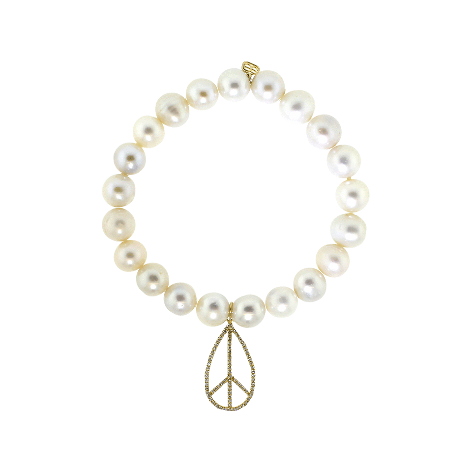 SYDNEY EVAN-Diamond Teardrop Peace Sign Bracelet-YELLOW GOLD