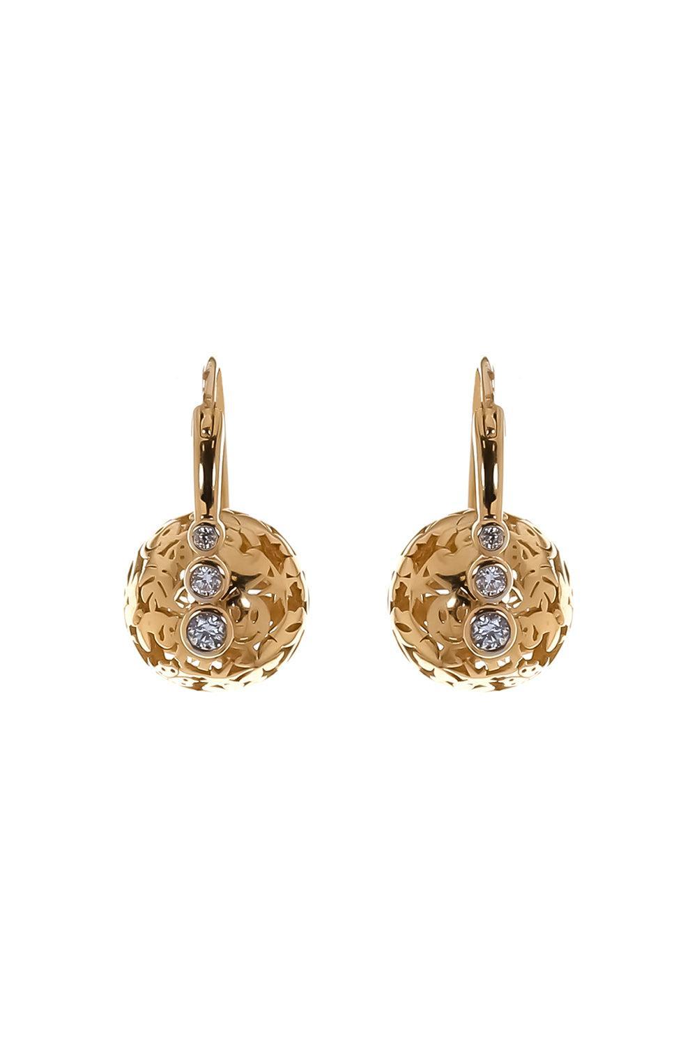 Diamond Three Bead Wallpaper Earrings-YELLOW GOLD-JEWELRYFINE JEWELBRACELET O-SYDNEY EVAN