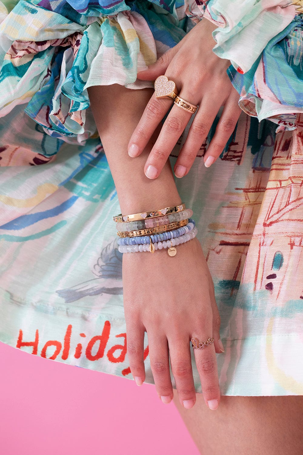 SYDNEY EVAN-Elephant Bead Bracelet-YELLOW GOLD
