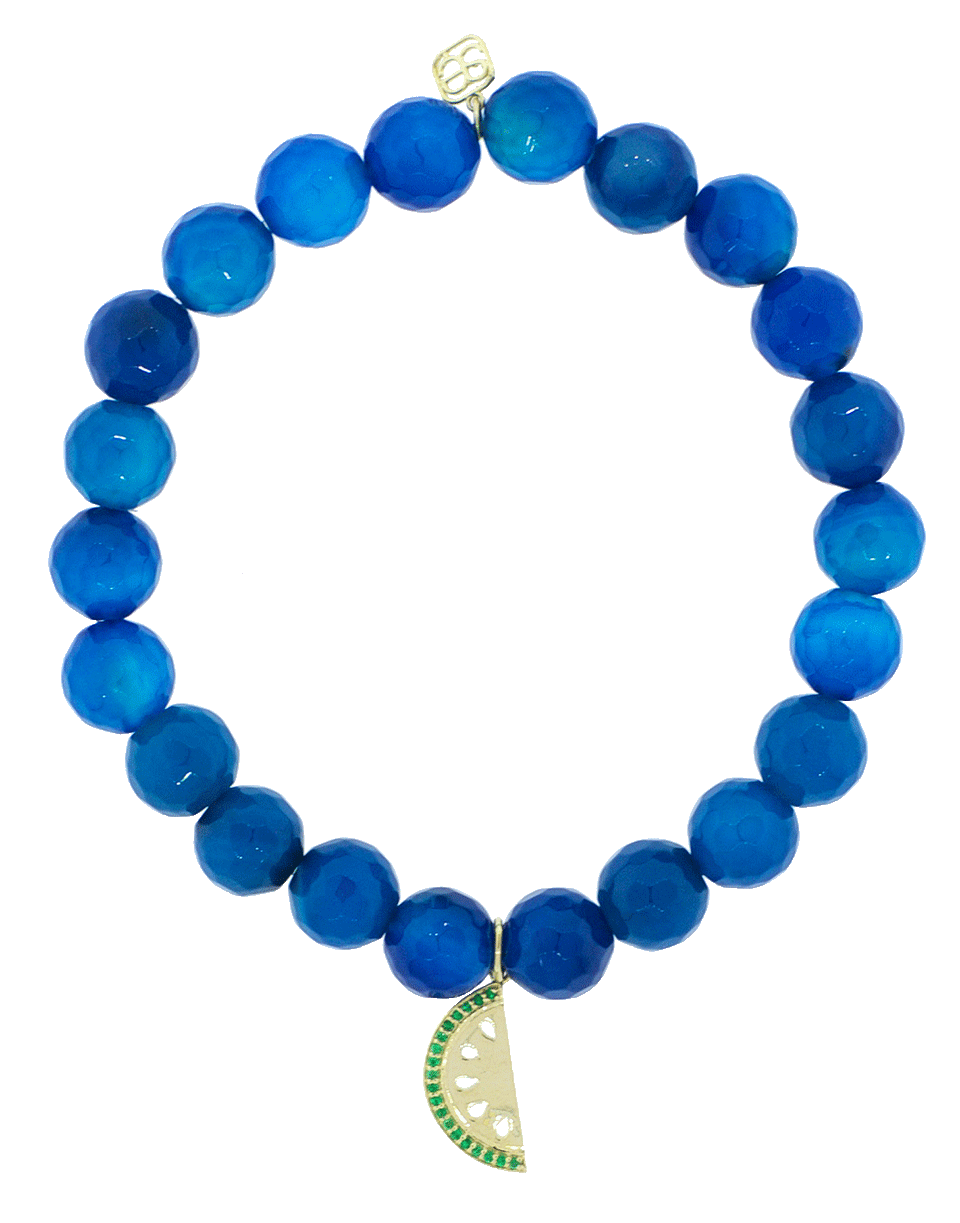 SYDNEY EVAN-Emerald Pave Watermelon Charm Bracelet-YELLOW GOLD