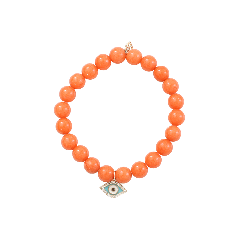 SYDNEY EVAN-Enamel Evil Eye Beaded Bracelet-YELLOW GOLD