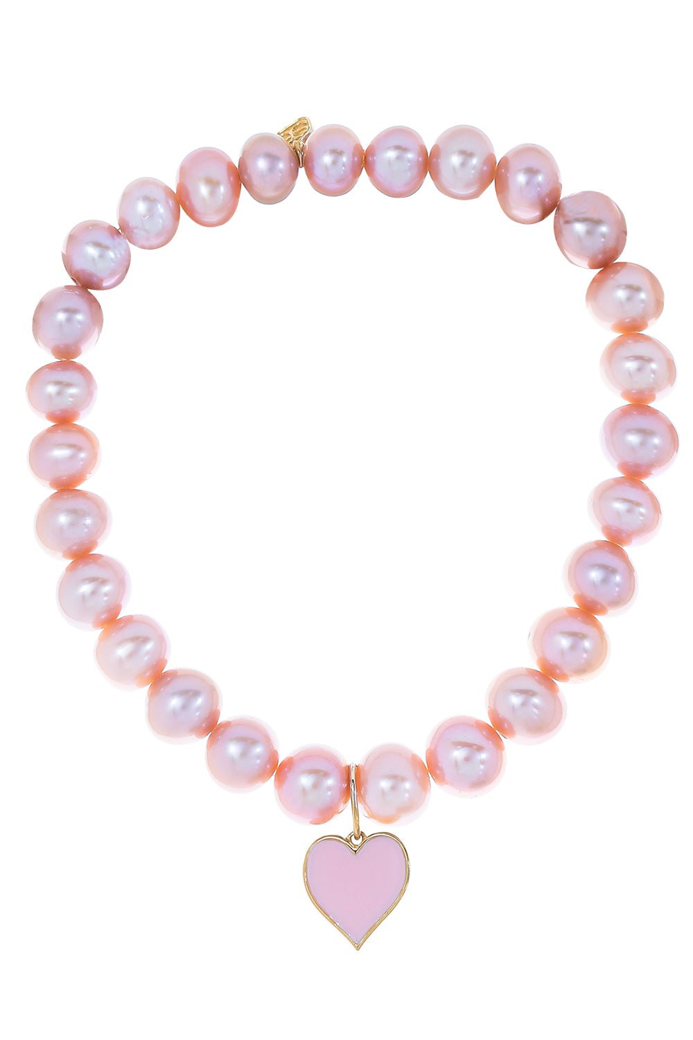 SYDNEY EVAN-Enamel Heart Pearl Charm Bracelet-YELLOW GOLD