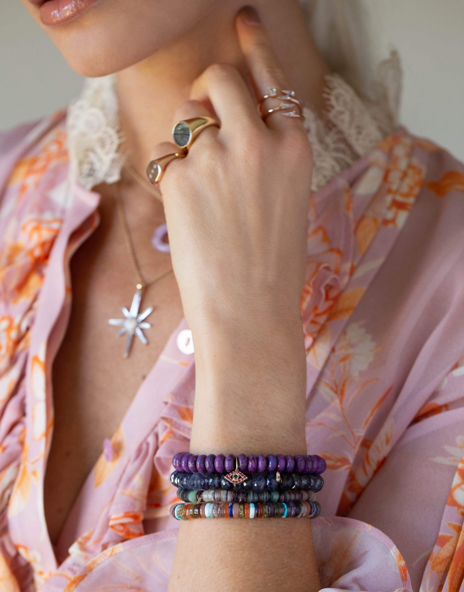 SYDNEY EVAN-Evil Eye Multi Opal Bracelet-YELLOW GOLD