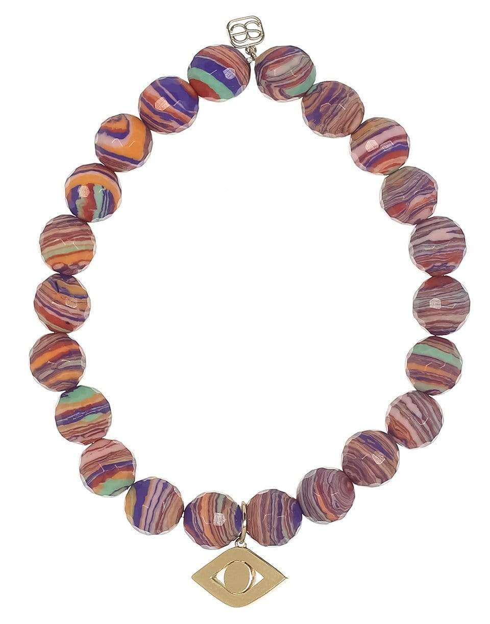 SYDNEY EVAN-Evil Eye On Sunstripe Bracelet-YELLOW GOLD