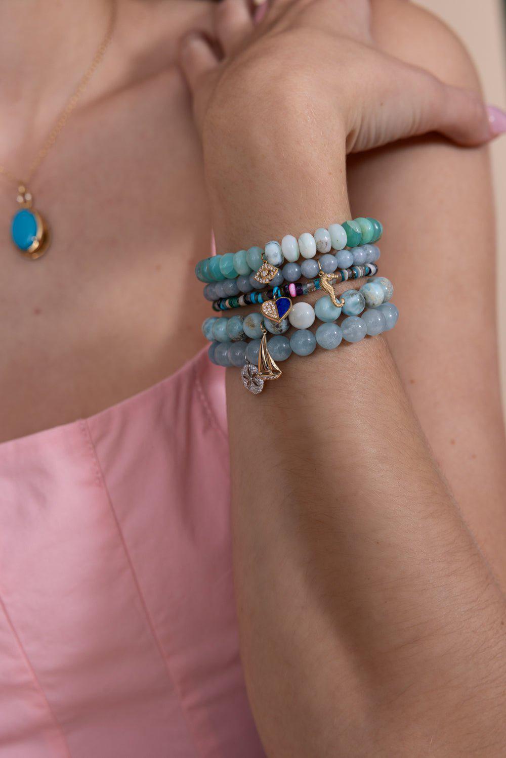 SYDNEY EVAN-Evil Eye Peruvian Opal Charm Bracelet-YELLOW GOLD