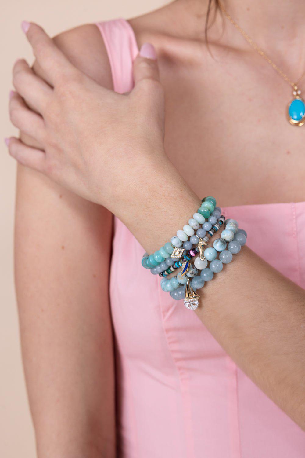 SYDNEY EVAN-Evil Eye Peruvian Opal Charm Bracelet-YELLOW GOLD