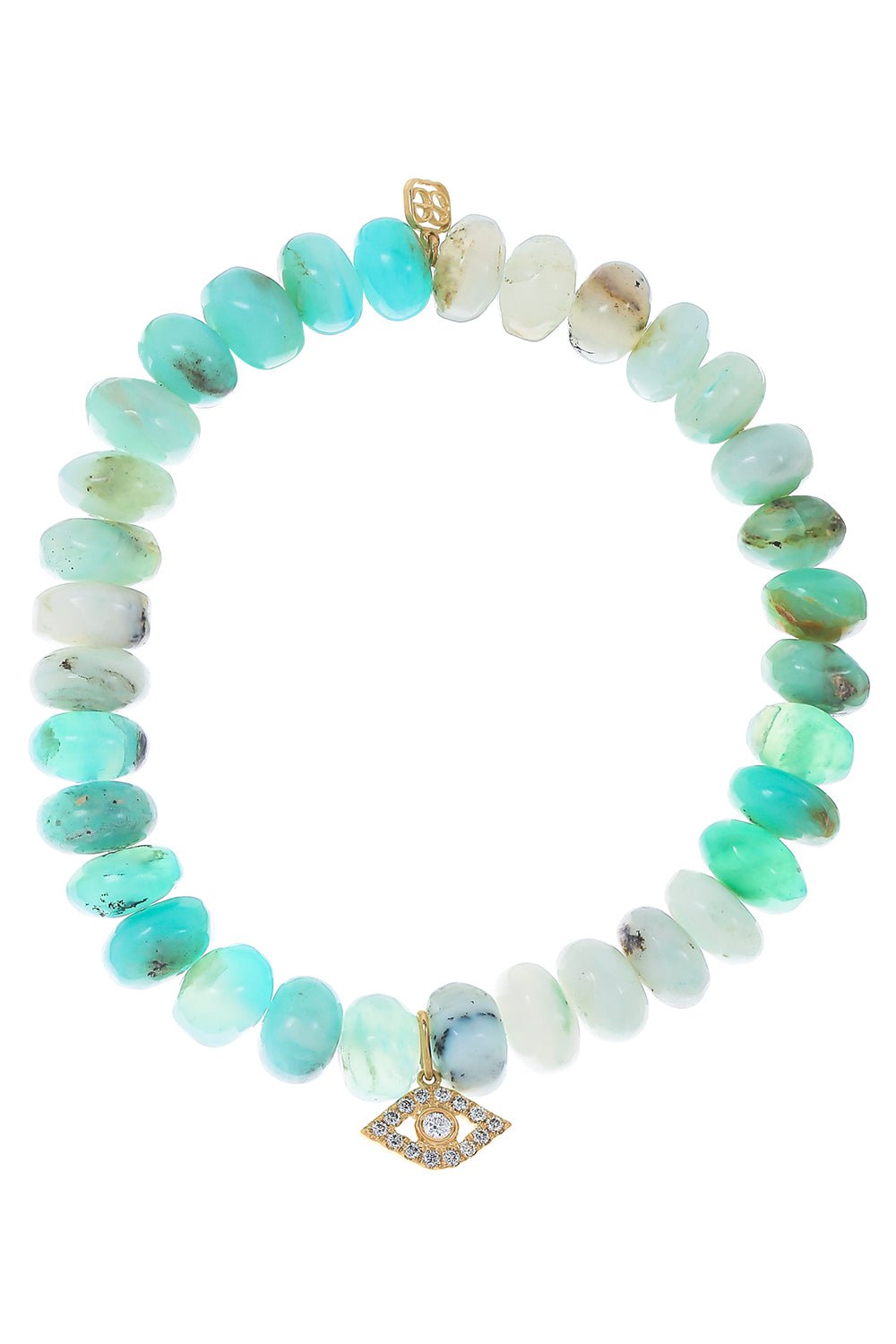 SYDNEY EVAN-Evil Eye Peruvian Opal Charm Bracelet-YELLOW GOLD