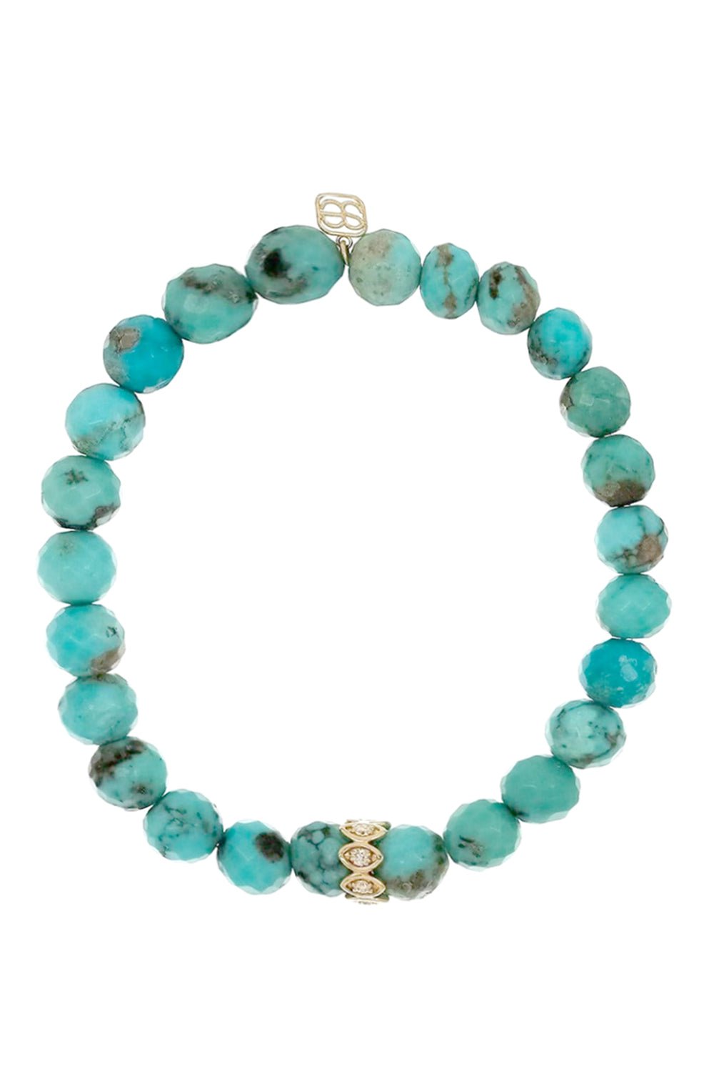 SYDNEY EVAN-Evil Eye Rondelle Turquoise Bead Bracelet-YELLOW GOLD
