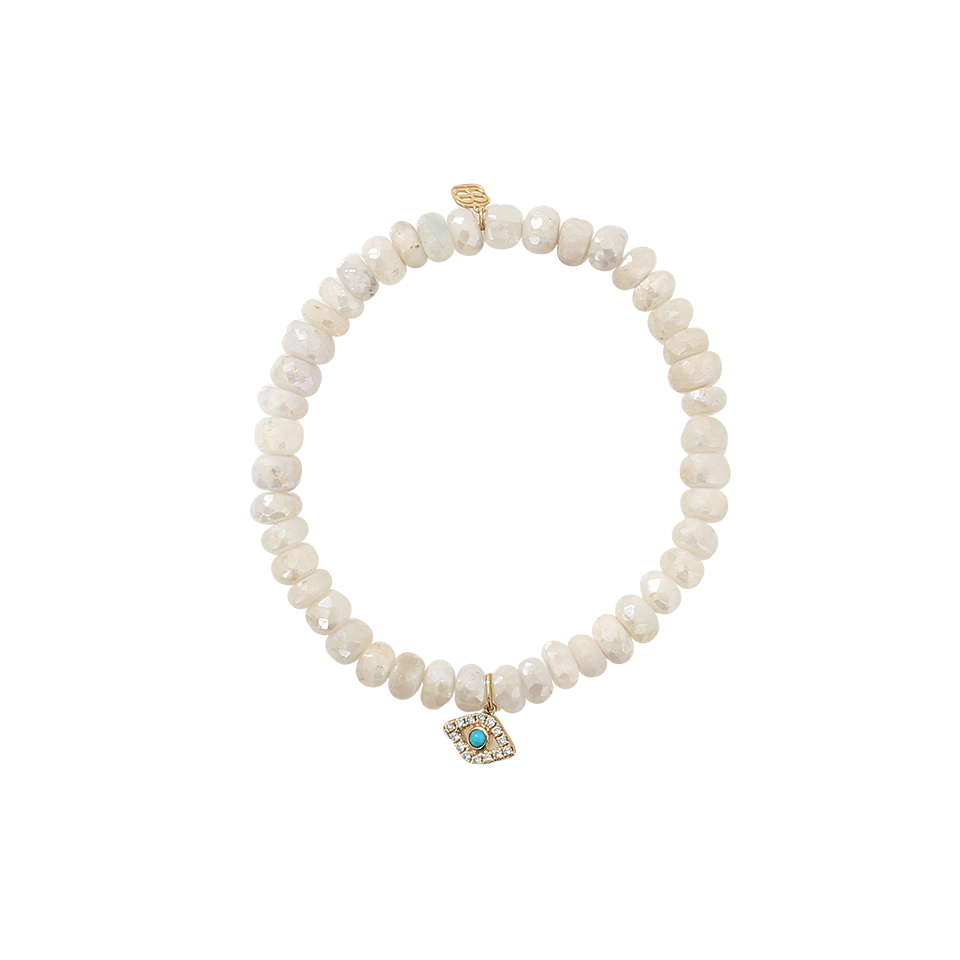 SYDNEY EVAN-Evil Eye White Sapphire Beaded Bracelet-YELLOW GOLD