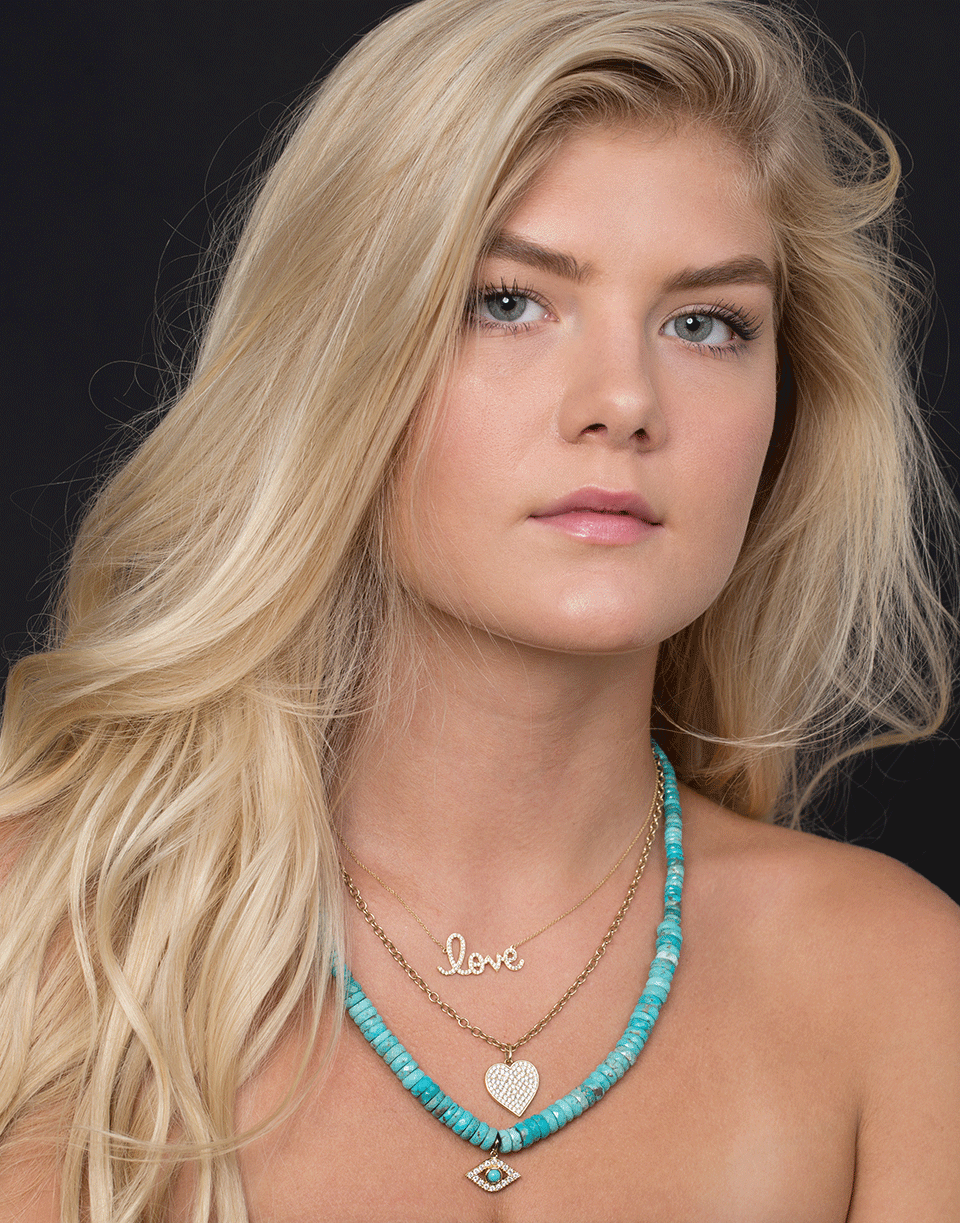 SYDNEY EVAN-Extra Large Evil Eye Turquoise Wrap Bracelet-YELLOW GOLD