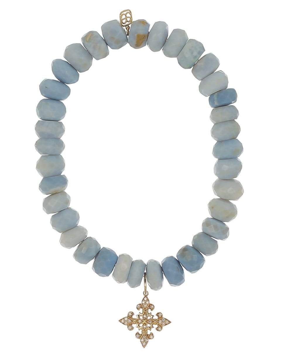 SYDNEY EVAN-Fleur De Lis Blue African Opal Bead Bracelet-YELLOW GOLD