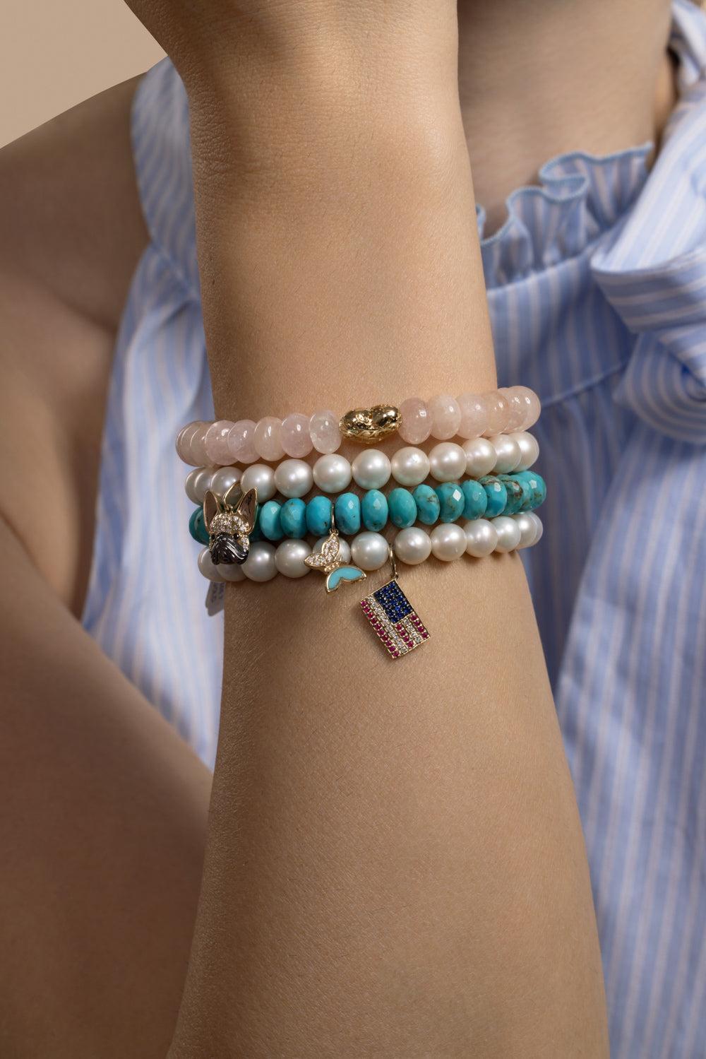 Freshwater Pearl American Flag Charm Bracelet-YELLOW GOLD-JEWELRYFINE JEWELBRACELET O-SYDNEY EVAN