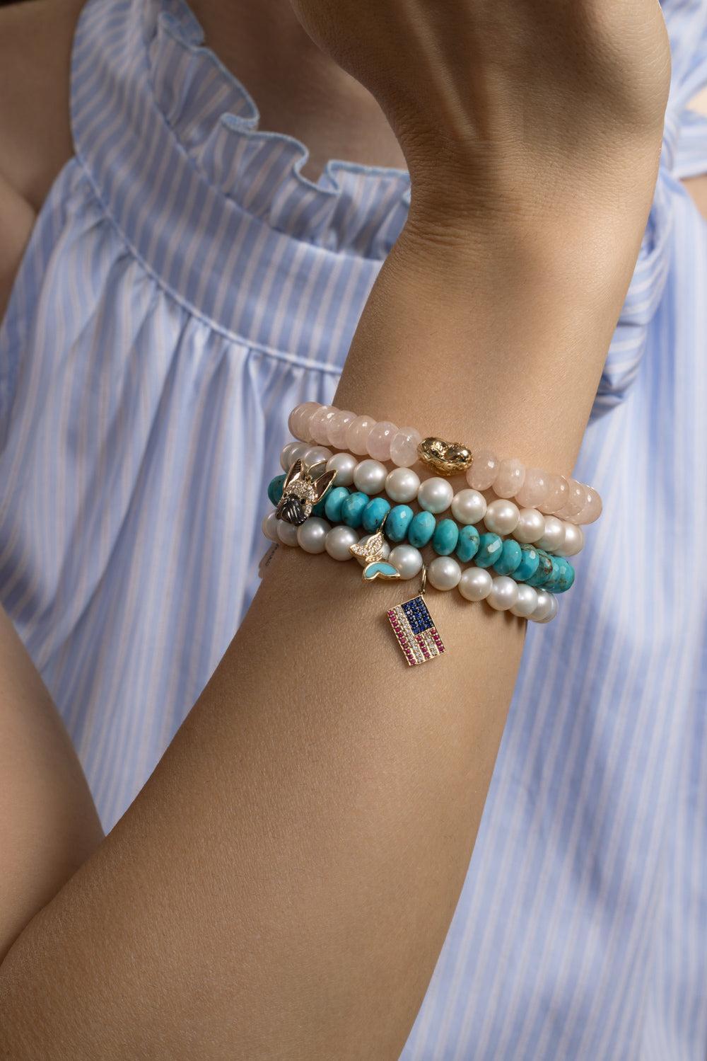 Freshwater Pearl American Flag Charm Bracelet-YELLOW GOLD-JEWELRYFINE JEWELBRACELET O-SYDNEY EVAN