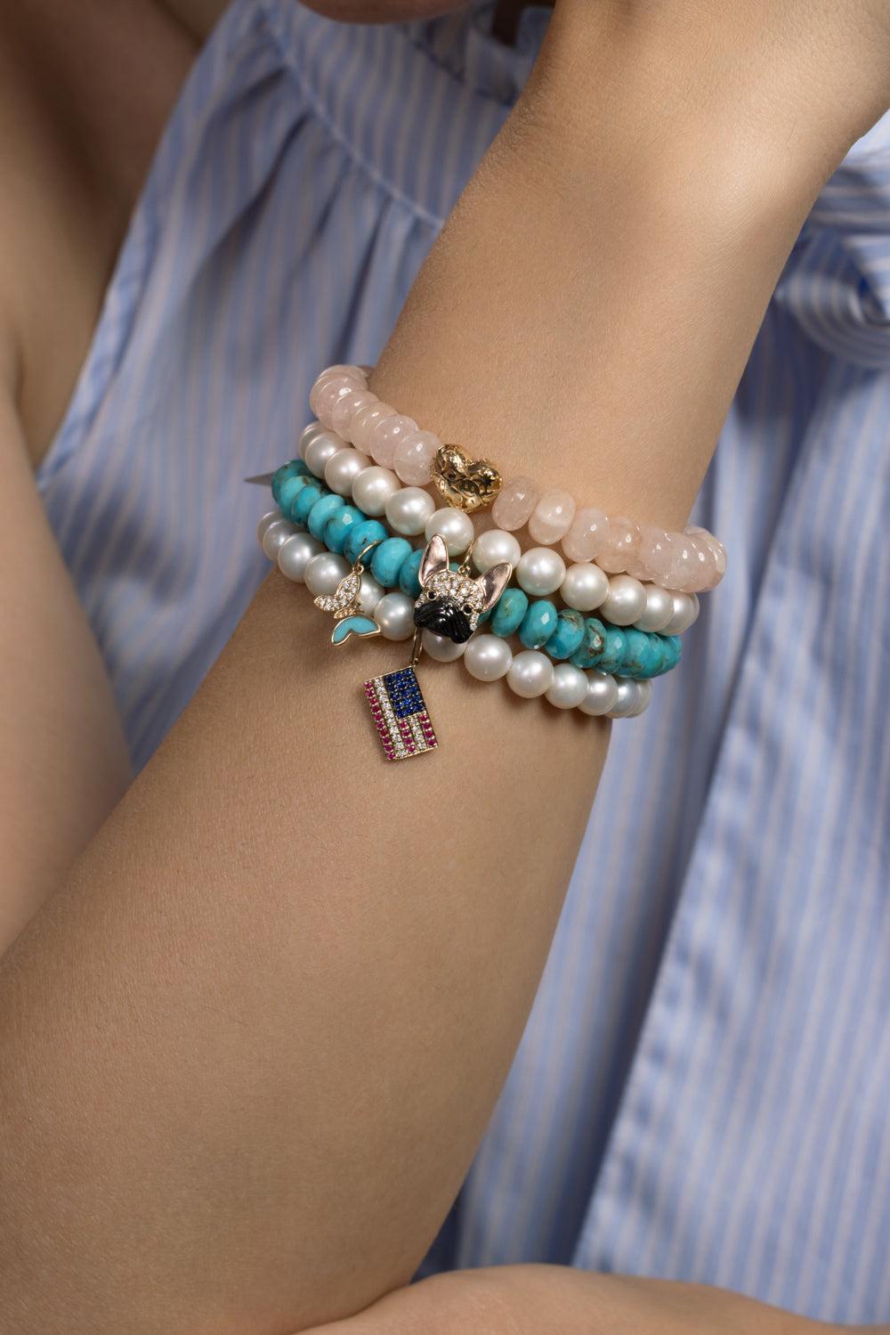 Freshwater Pearl American Flag Charm Bracelet-YELLOW GOLD-JEWELRYFINE JEWELBRACELET O-SYDNEY EVAN