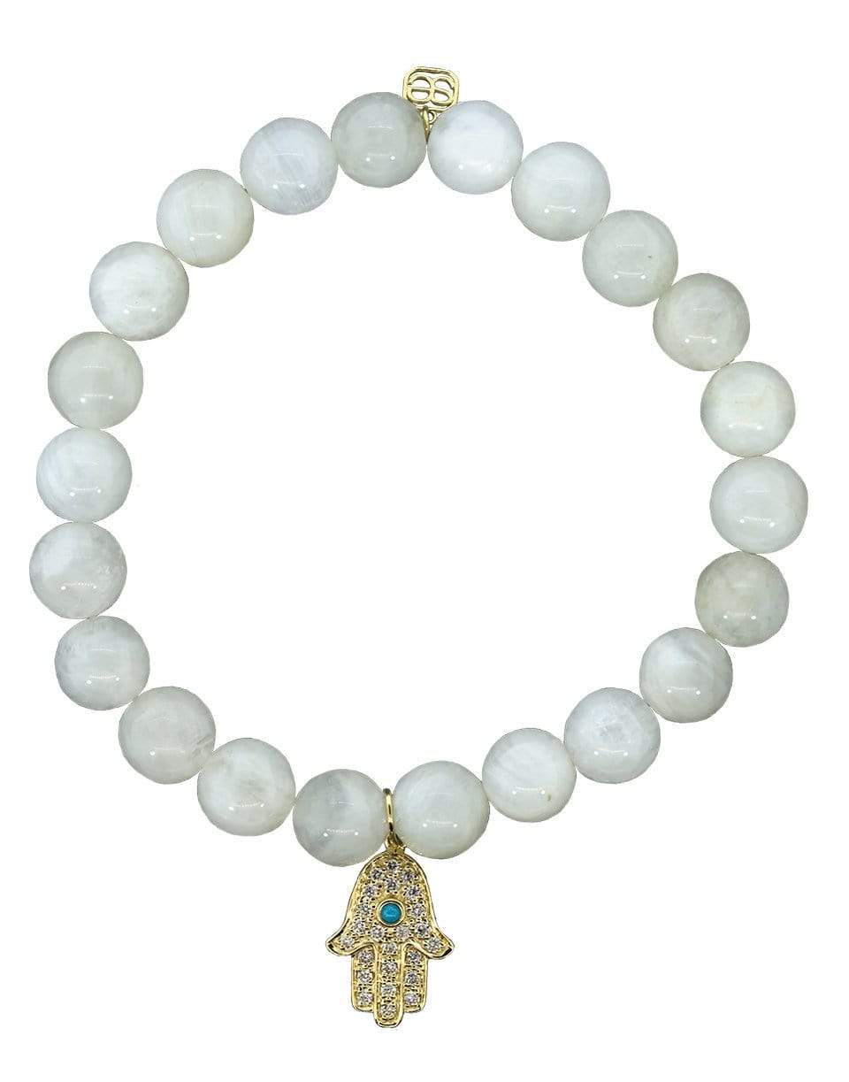 SYDNEY EVAN-Hamsa Moonstone Charm Bracelet-YELLOW GOLD