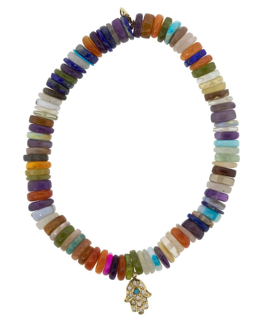 SYDNEY EVAN-Hamsa on Multi Opal Bead Bracelet-YELLOW GOLD