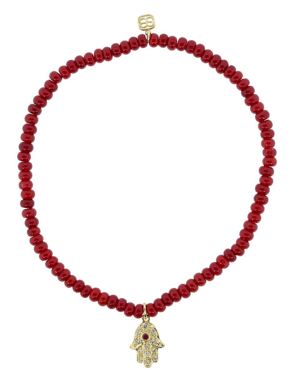 SYDNEY EVAN-Hamsa Red Bracelet-YELLOW GOLD