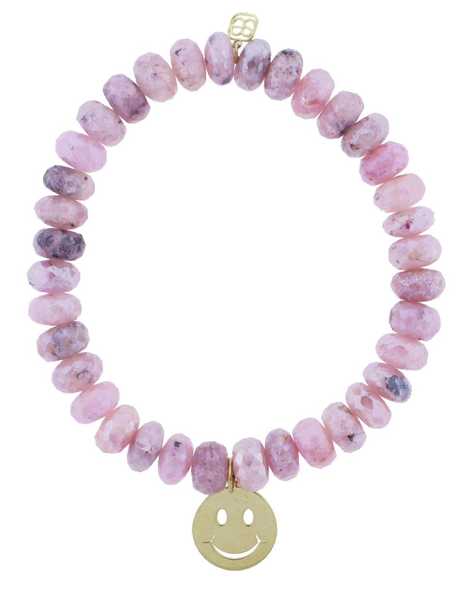 SYDNEY EVAN-Happy Face Charm Bracelet-YELLOW GOLD