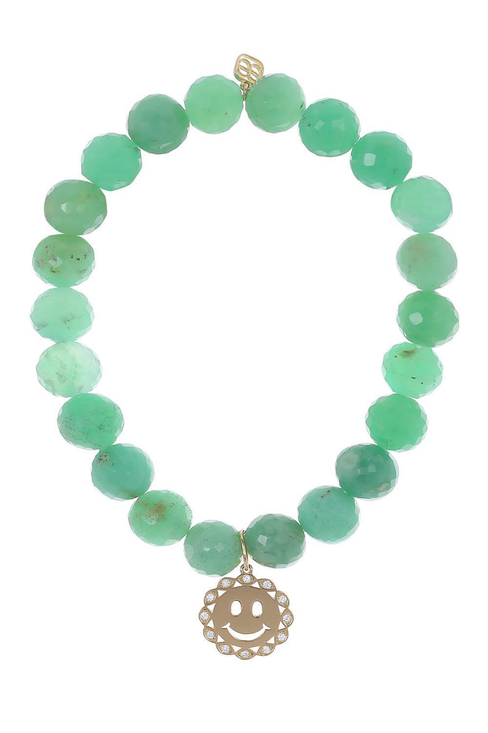 Happy Face Chrysoprase Charm Bracelet-YELLOW GOLD-JEWELRYFINE JEWELBRACELET O-SYDNEY EVAN