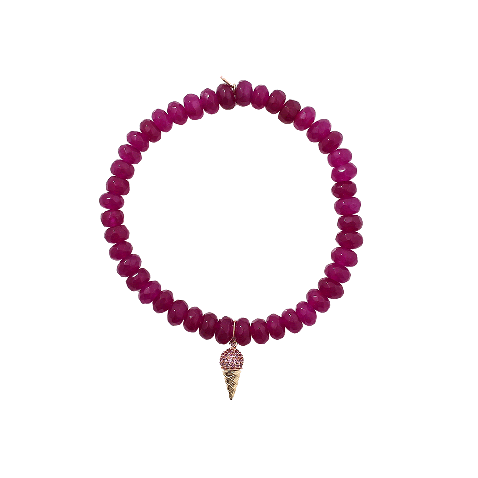SYDNEY EVAN-Ice Cream Cone Purple Jade Beaded Bracelet-YELLOW GOLD
