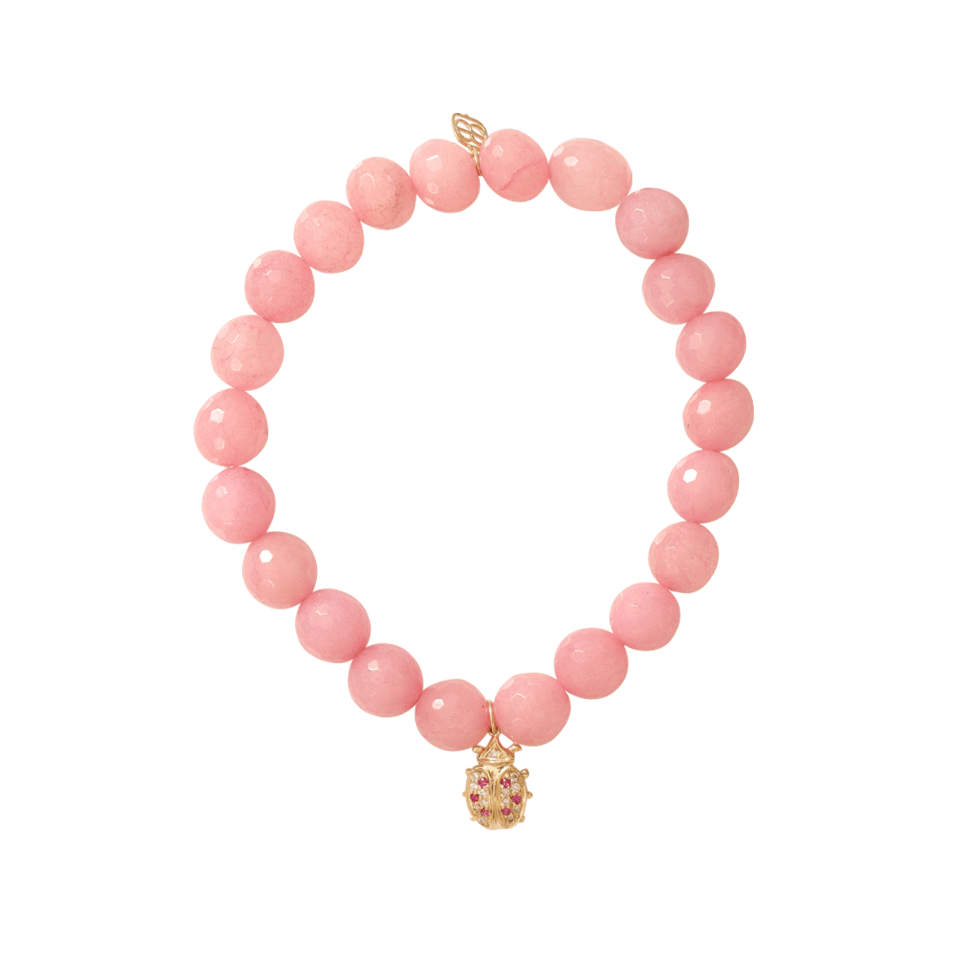 SYDNEY EVAN-Lady Bug Beaded Bracelet-YELLOW GOLD