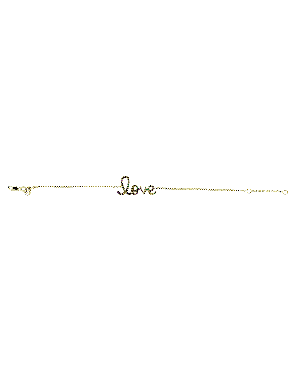 SYDNEY EVAN-Large Rainbow Pave Love Bracelet-YELLOW GOLD