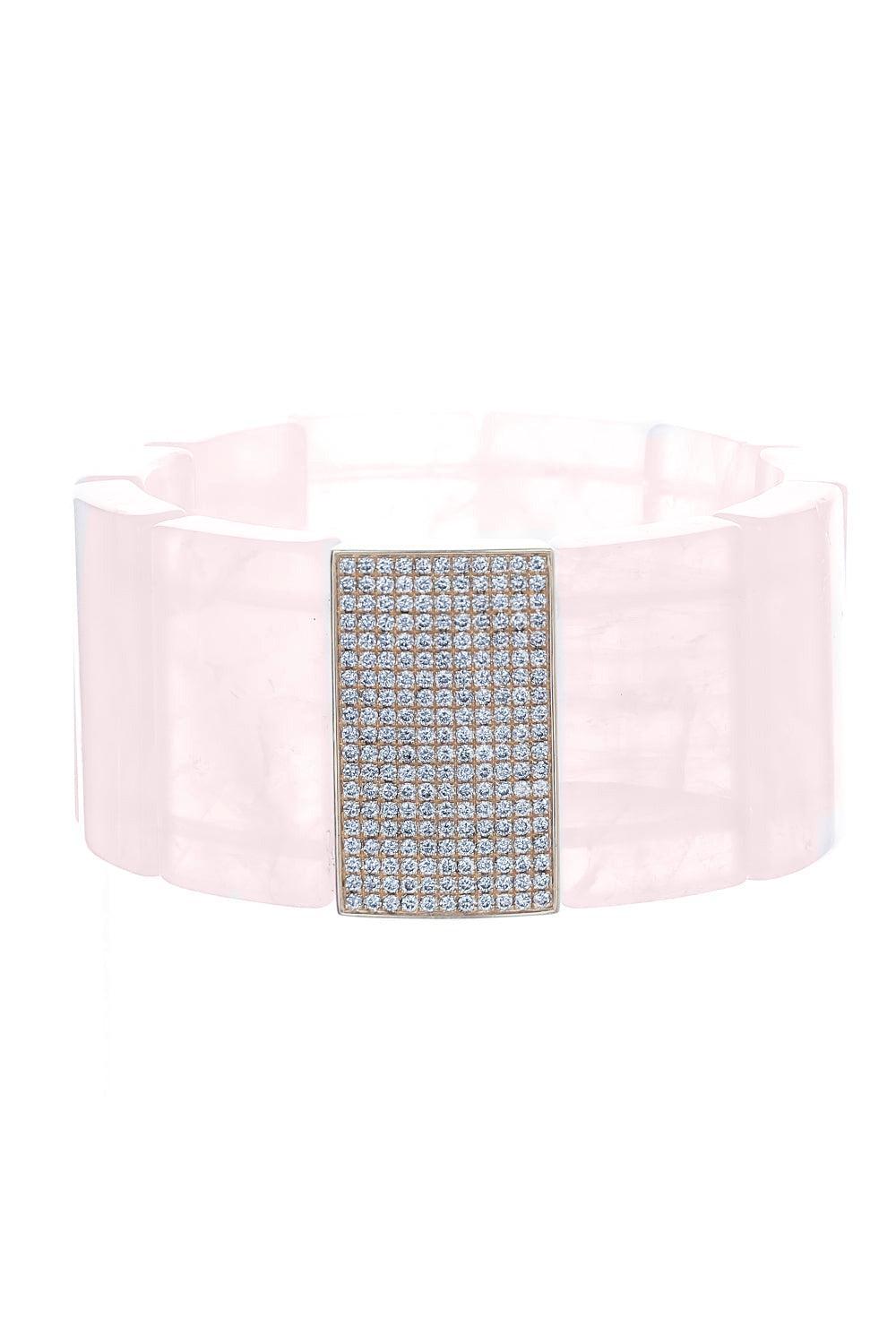Large Rose Quartz Rectangle Bead Bracelet-YELLOW GOLD-JEWELRYFINE JEWELBRACELET O-SYDNEY EVAN