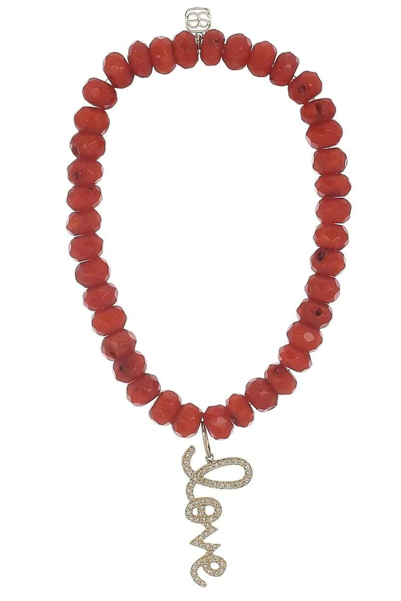 SYDNEY EVAN-Love Script Orange Bamboo Bead Bracelet-YELLOW GOLD
