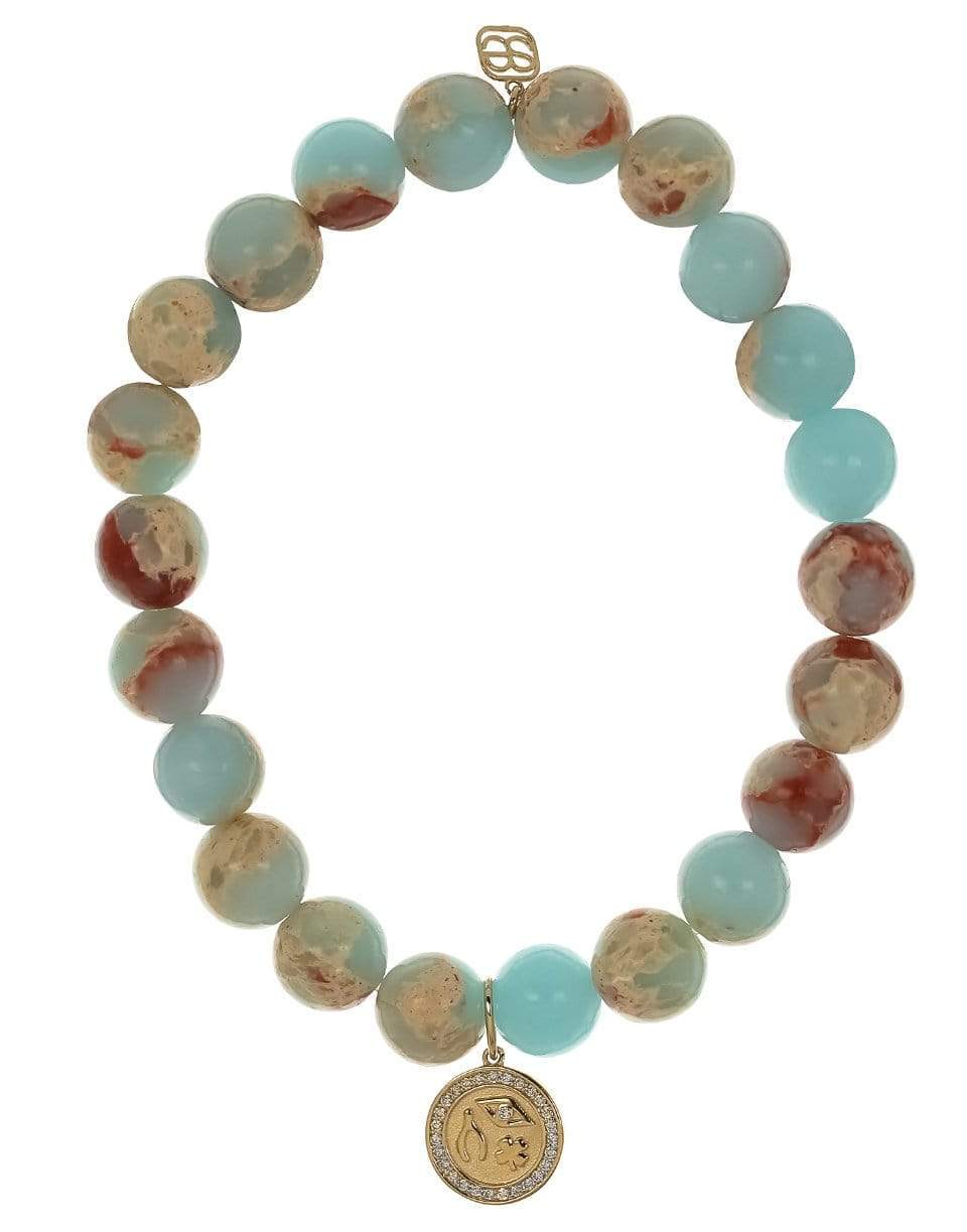 SYDNEY EVAN-Luck & Protection Coin Jasper Bead Bracelet-YELLOW GOLD