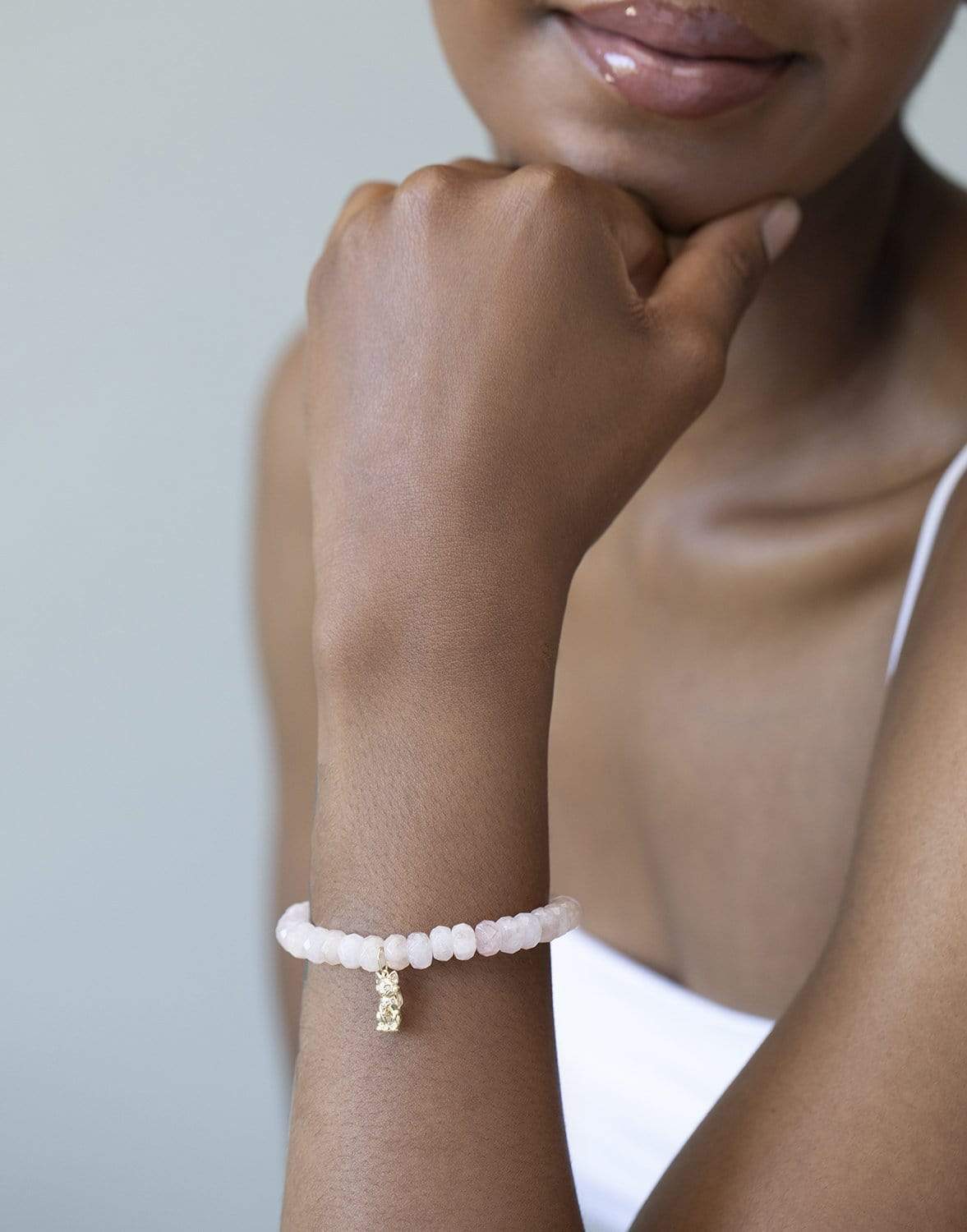 SYDNEY EVAN-Lucky Cat Charm Morganite Bracelet-YELLOW GOLD