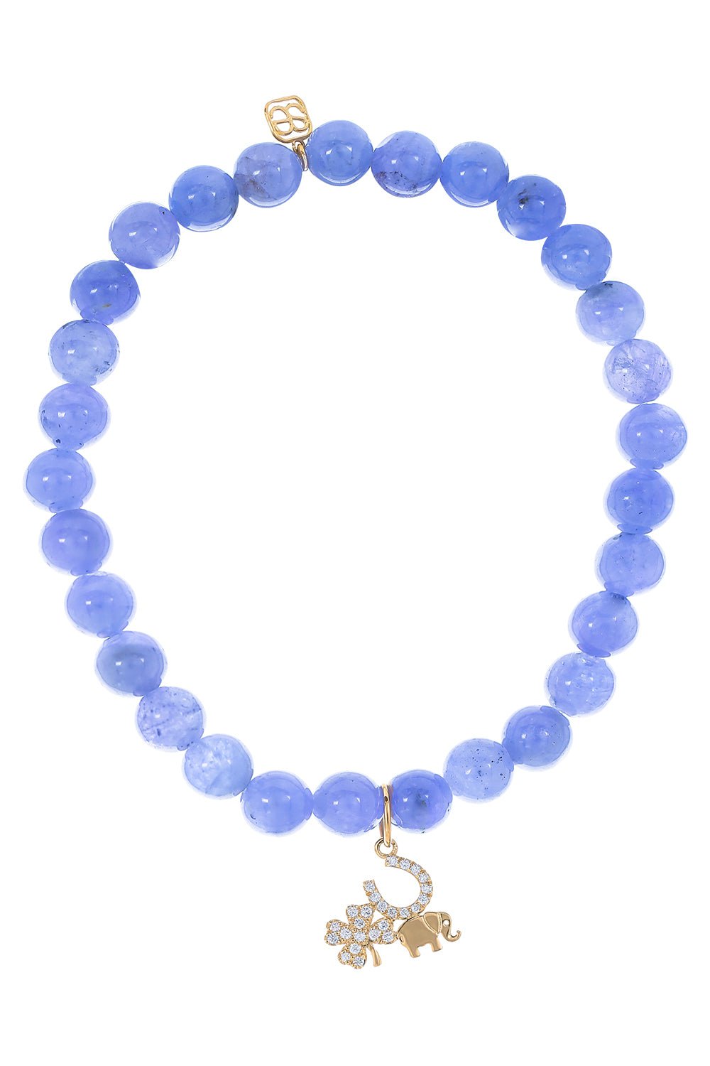 SYDNEY EVAN-Lucky Cluster Tanzanite Charm Bracelet-YELLOW GOLD