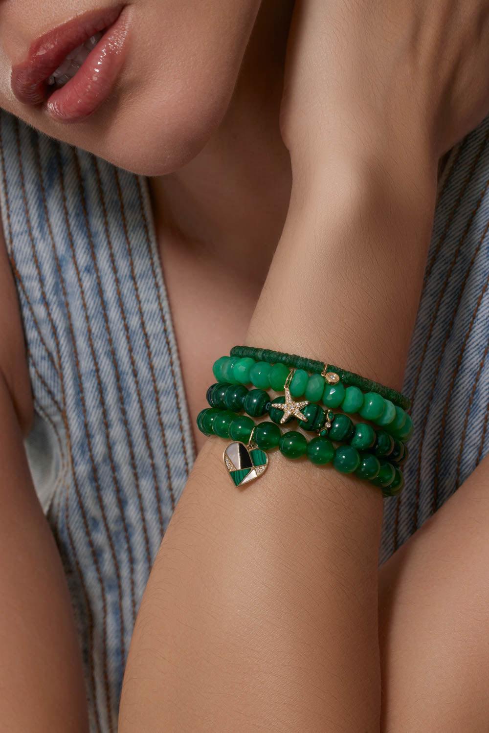 Malachite Rondelle Bead Bracelet-YELLOW GOLD-JEWELRYFINE JEWELBRACELET O-SYDNEY EVAN