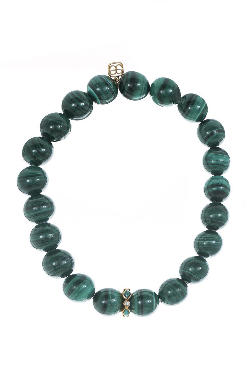 Malachite Rondelle Bead Bracelet-YELLOW GOLD-JEWELRYFINE JEWELBRACELET O-SYDNEY EVAN