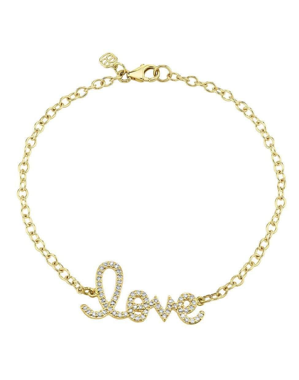 SYDNEY EVAN-Medium Diamond Love Script Bracelet-YELLOW GOLD