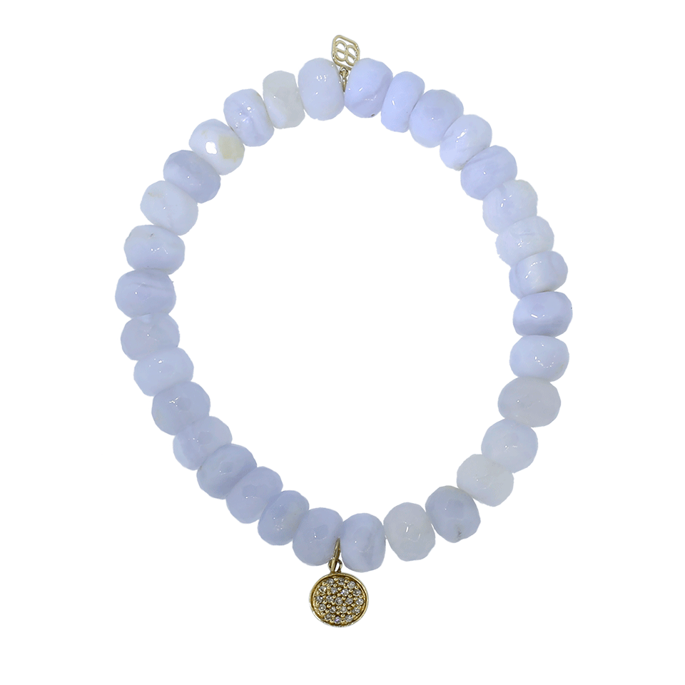 SYDNEY EVAN-Mini Diamond Disc Chalcedony Beaded Bracelet-YELLOW GOLD