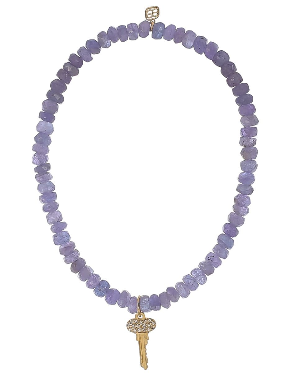 SYDNEY EVAN-Mini Key Blue Tanzanite Bead Bracelet-YELLOW GOLD
