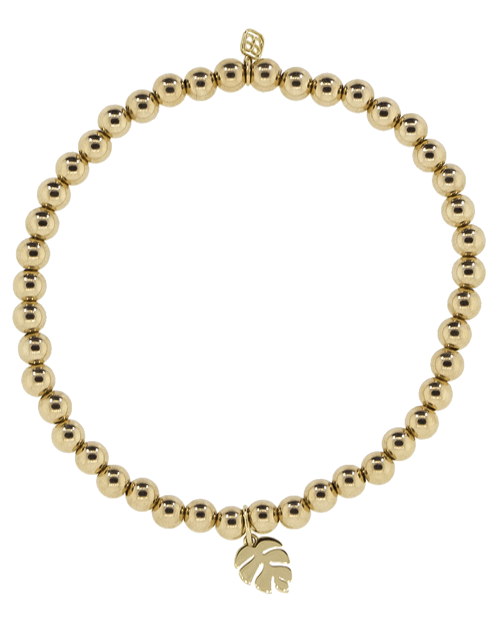 SYDNEY EVAN-Monstera Leaf Charm Bracelet-YELLOW GOLD
