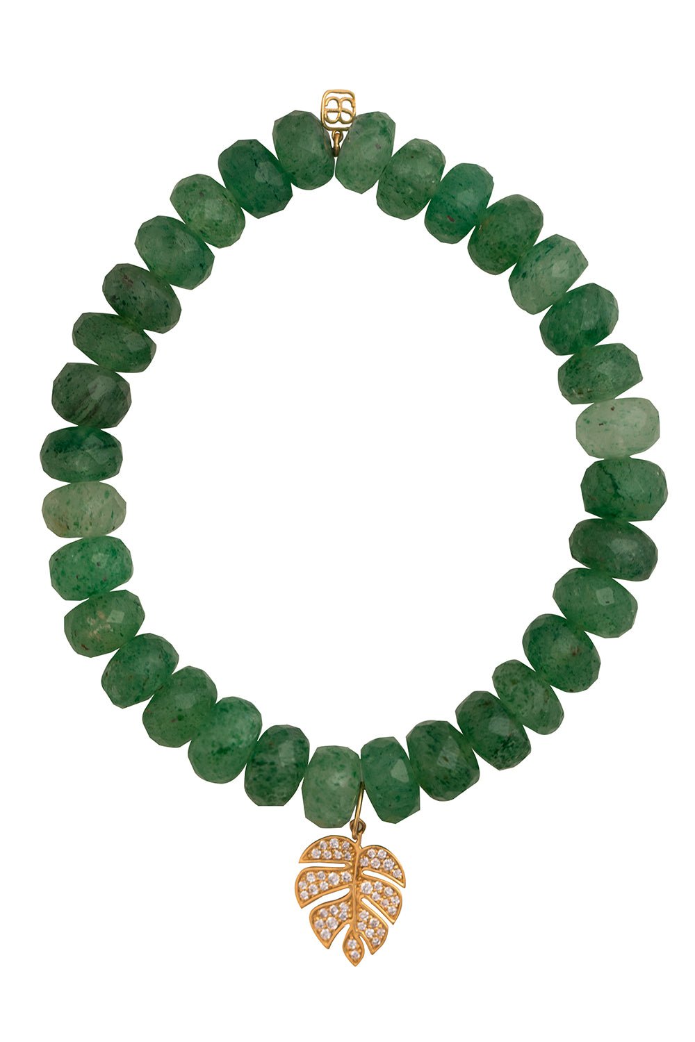 SYDNEY EVAN-Monstera Leaf Green Quartz Bracelet-YELLOW GOLD