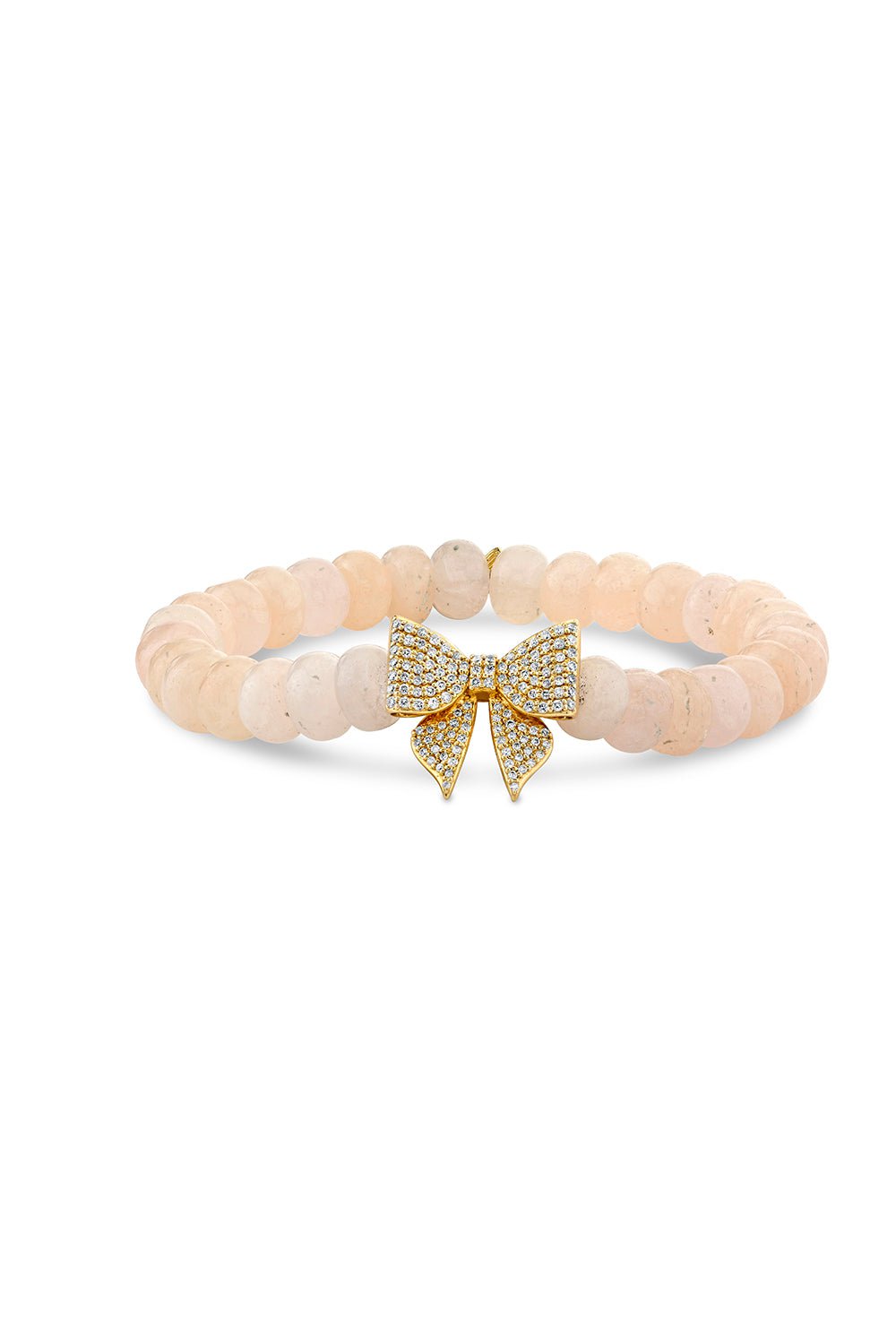SYDNEY EVAN-Morganite Bow Bead Bracelet-YELLOW GOLD