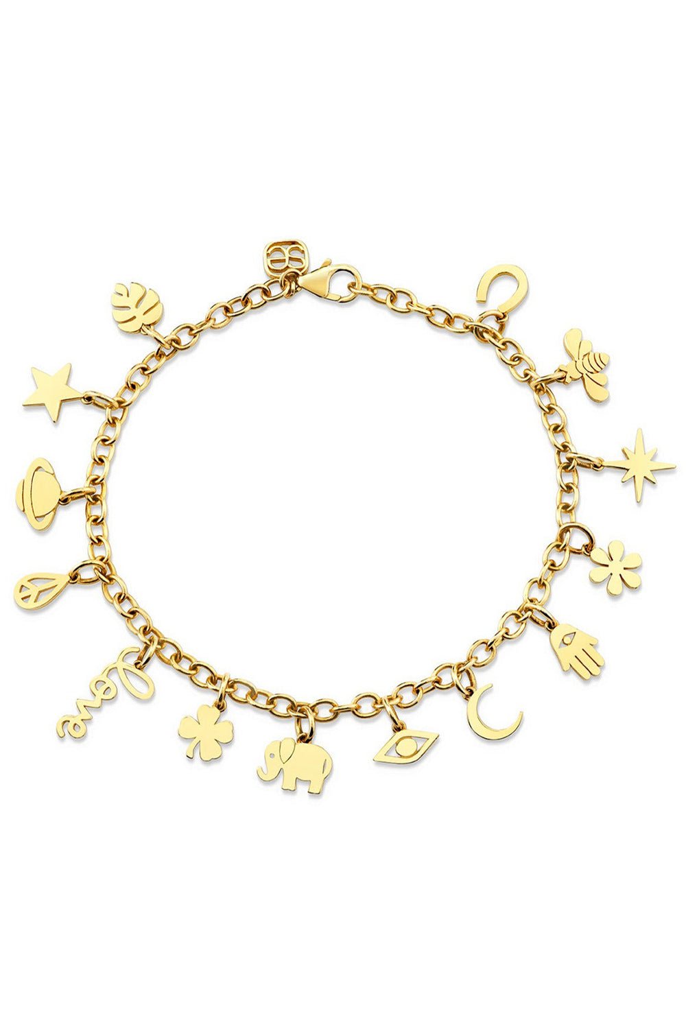 SYDNEY EVAN-Multi Charm Chain Bracelet-YELLOW GOLD