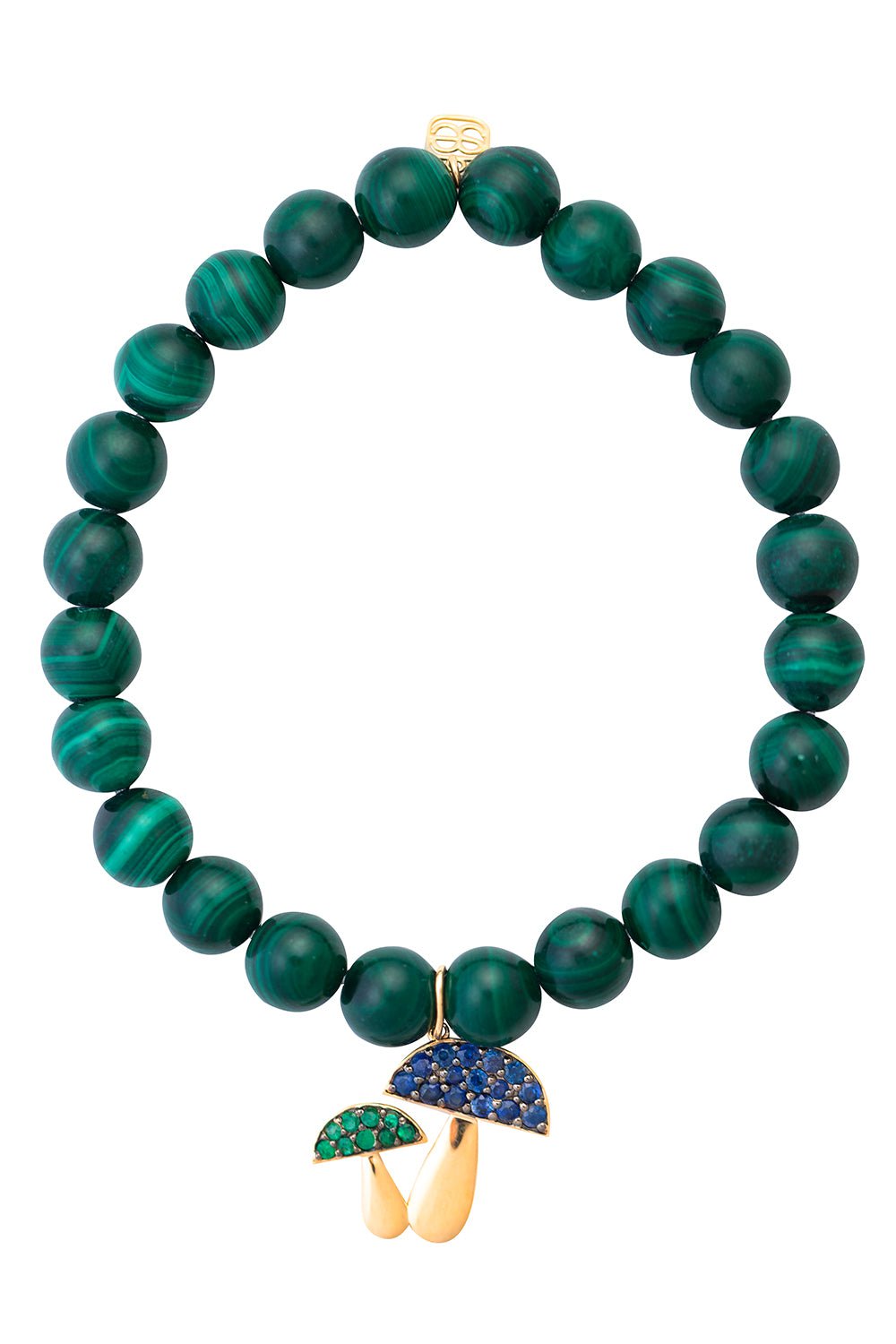 SYDNEY EVAN-Mushroom Malachite Charm Bracelet-YELLOW GOLD
