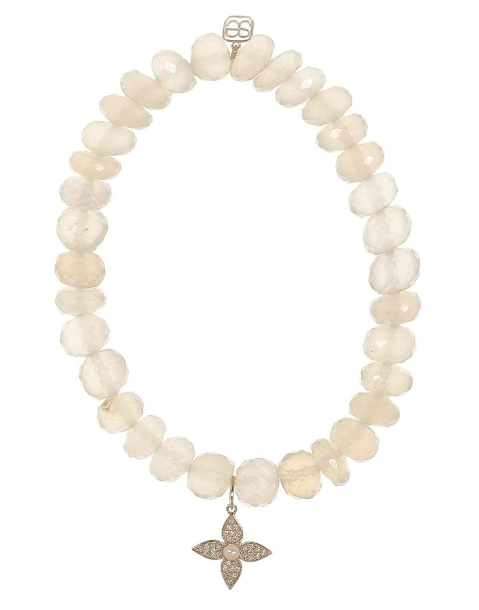 SYDNEY EVAN-Paisley Flower Champ Chalcedony Bead Bracelet-YELLOW GOLD