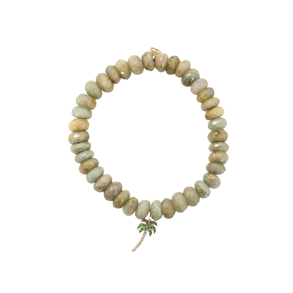 SYDNEY EVAN-Palm Tree Aquamarine Beaded Bracelet-YELLOW GOLD