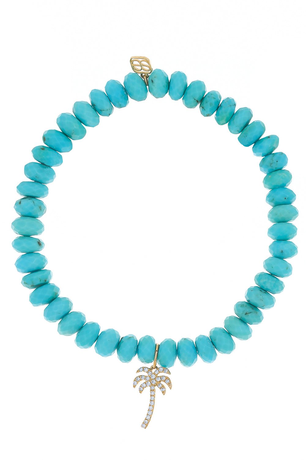 SYDNEY EVAN-Palm Tree Turquoise Charm Bracelet-YELLOW GOLD
