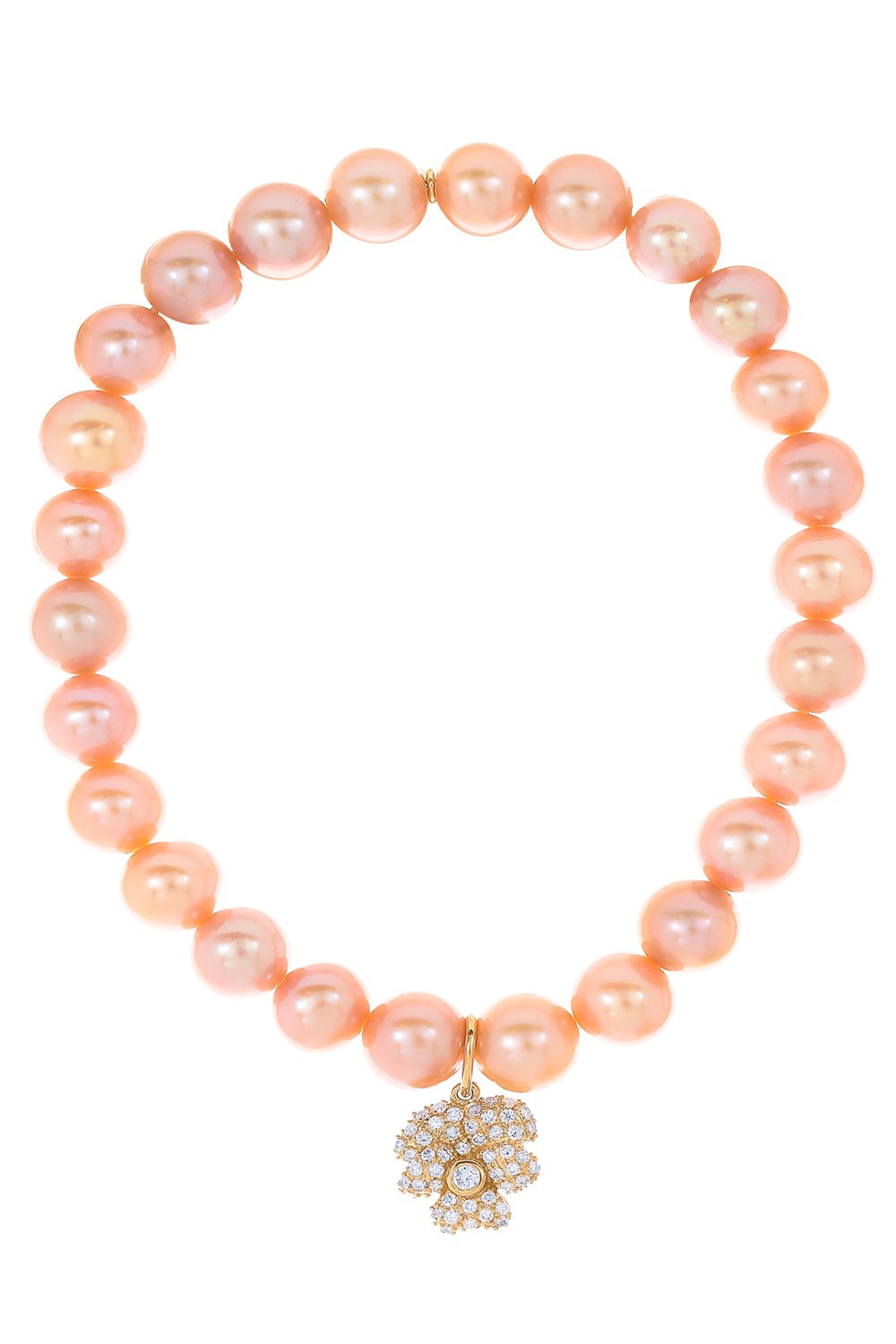 SYDNEY EVAN-Pansy Pearl Charm Bracelet-YELLOW GOLD