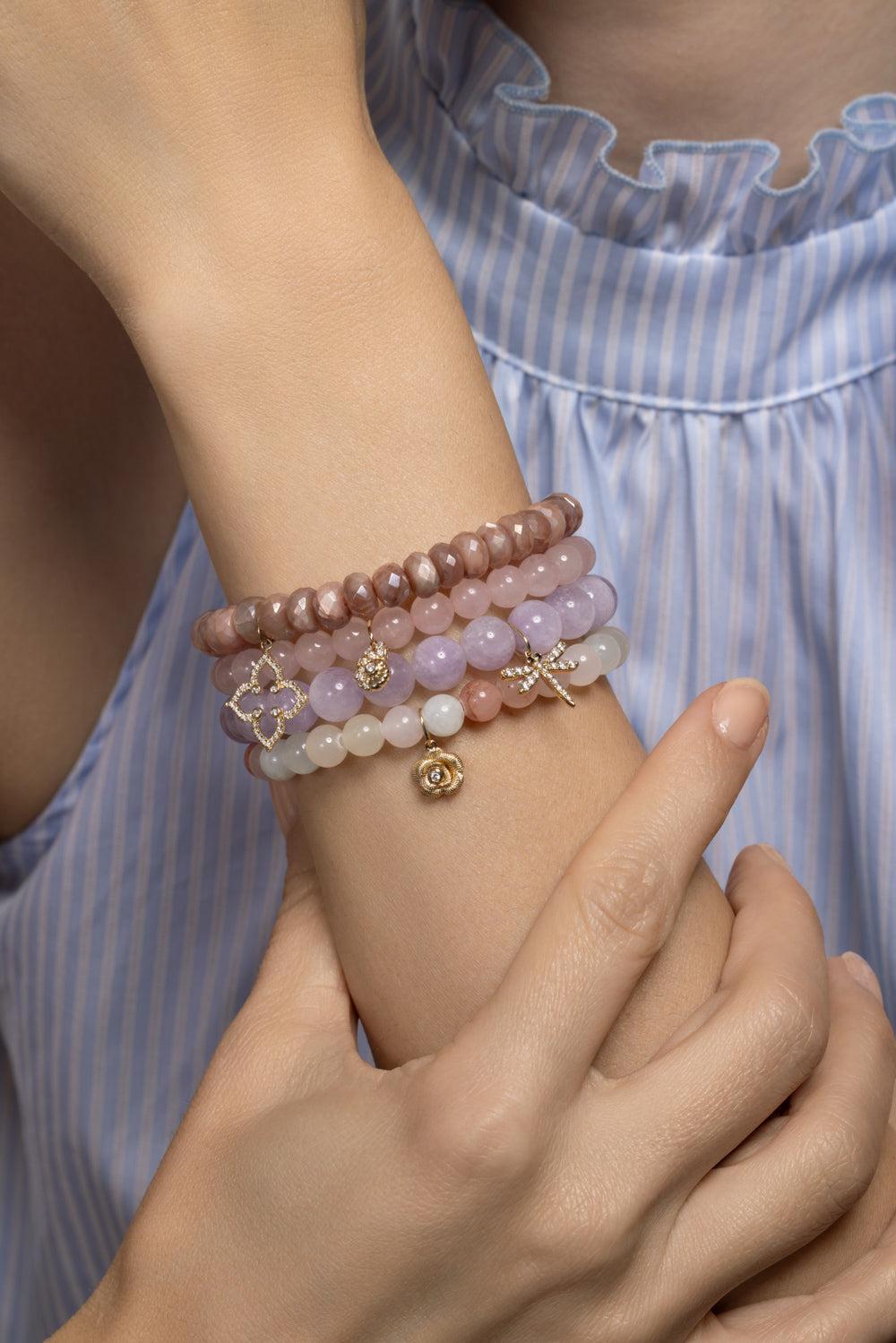 Pastel Jade Bezel Rose Charm Bracelet-YELLOW GOLD-JEWELRYFINE JEWELBRACELET O-SYDNEY EVAN