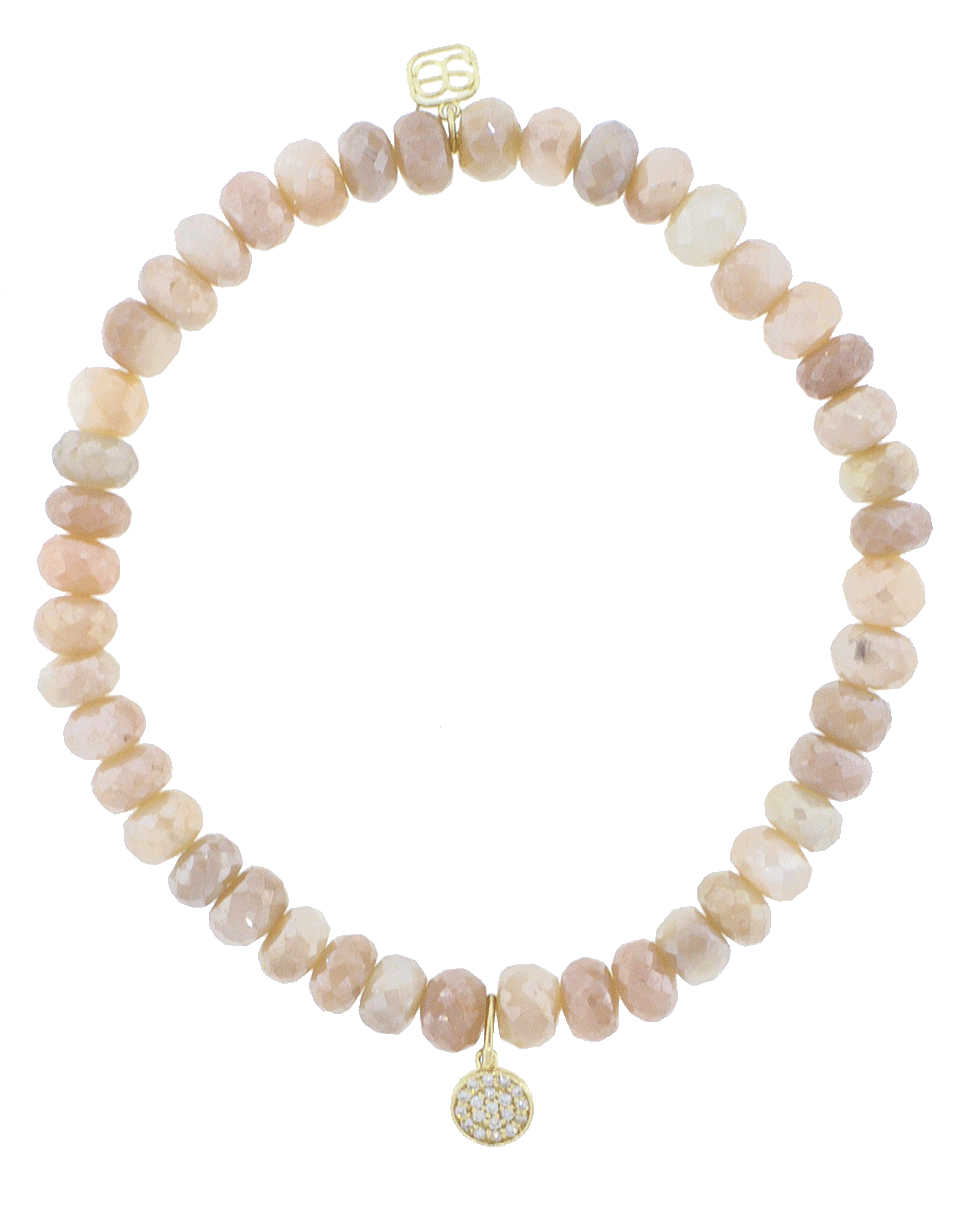 SYDNEY EVAN-Pave Diamond Disc Charm Bracelet-YELLOW GOLD